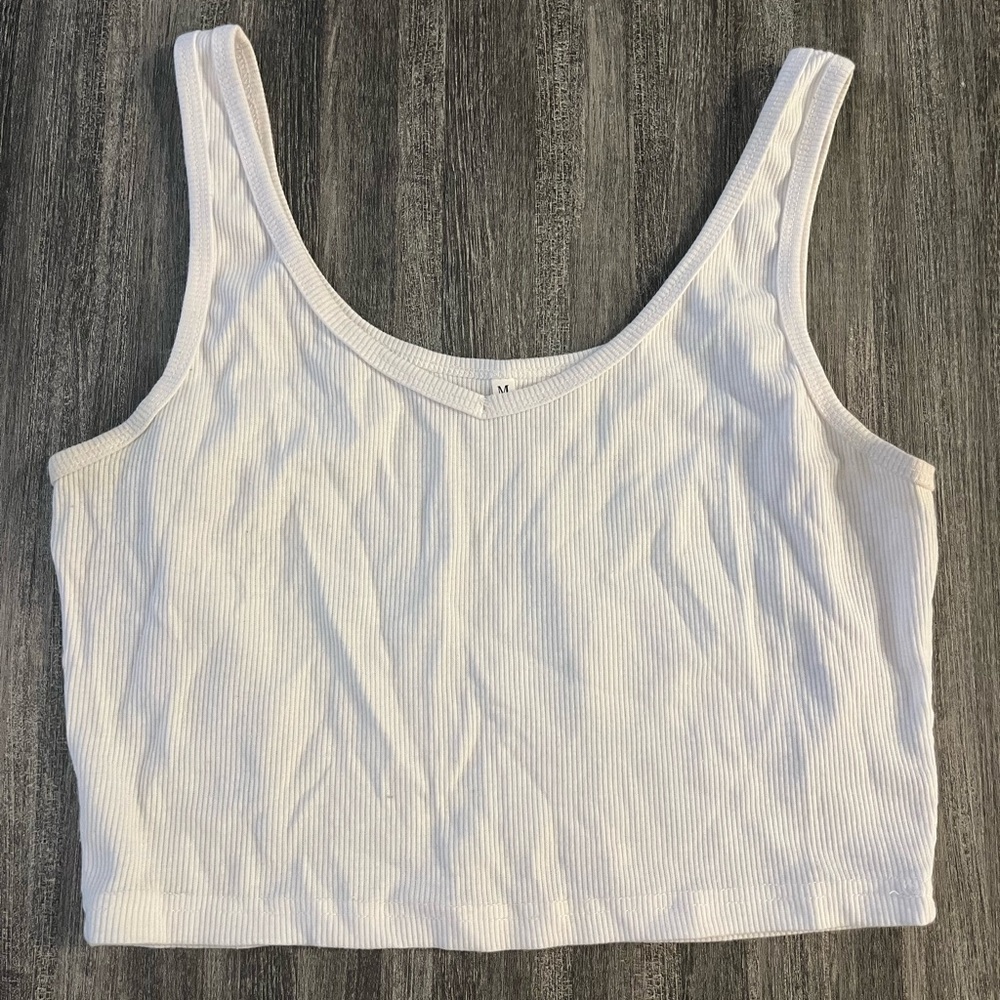 White Ribbed Tank Top